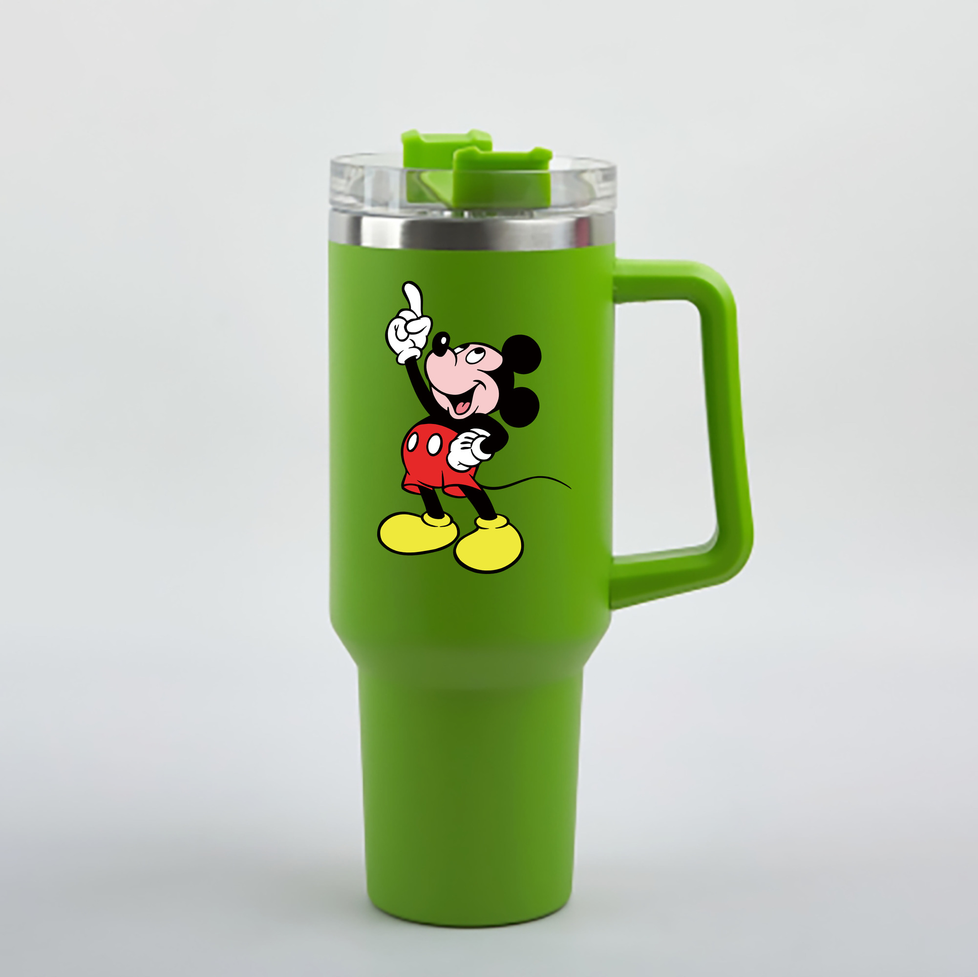（画像用） ミッキーマウス Mickey Mouse 1200mL車用タンブラー - クリスタルステッカー（プラスチックストロー付き）
